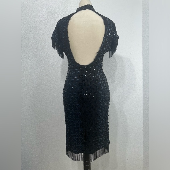 Vintage Beaded Flapper Style Backless Dress Sequins Beaded Women’s Size Large - Picture 2 of 9